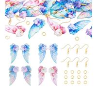 Spritewelry Dijes de alas de resina, coloridos insectos, libélula y plumas, colgantes de alas de mariposa, kits de colgantes con lámina dorada para hacer joyas, Medium, Resina, No es una piedra