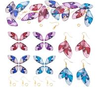 Spritewelry Juego de 4 colgantes de alas de mariposa, insectos, alas de libélula con ganchos para aretes, anillos de salto para hacer joyas