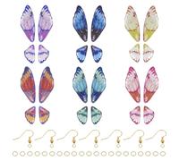 Spritewelry Juego de 6 colgantes de alas de mariposa, resina, insectos, alas de libélula, kit con anillos de salto, ganchos para aretes para hacer joyas