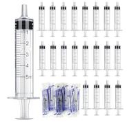 Spritzen 5ml ohne Nadel, 20 Piezas Jeringas 5ml, Jeringas de Plástico Estéril Jeringuillas Desechables 5ml Jeringa sin Aguja con Tapa Jeringuilla para Laboratorios Científicos Inyector