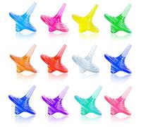 SPRMUD Juguete peonza de acrílico para niños, colorido brillante cristal pequeño peonza para niños niñas niños juego en familia/partido/escuela/jardín de infantes/regalo/educación (12 PCS)
