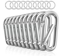 Sprookber 3" Mosqueton D Aluminio en Forma, Mosquetones Gancho Resorte para Llavero, 10 Piezas