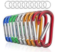 Sprookber 3" Mosqueton D Aluminio en Forma, Mosquetones Gancho Resorte para Llavero, 10 Piezas