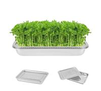Sprout Growing Kit - Heavy-Duty Reusable Cultivation | Hydroponics Plant Sprouting Tray | 304 Stainless Steel Microgreеn Sieve Screen Base Tray For Indoor Gardening Greenhouse Lettuce Wheatgrass Beans
