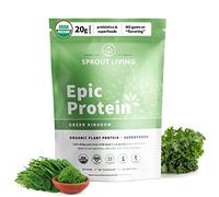 Sprout Living Epic Protein Powder, Green Kingdom Flavor, Organic Plant Protein, Gluten Free, No Additives, 20 Grams Clean Vegan Protein (1 pound,13 servings)