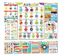 Sproutbrite Carteles educativos para niños pequeños, decoraciones de aula, materiales de suministros de escuela en casa de jardín de infantes, decoración de aprendizaje preescolar, póster ABC, 11