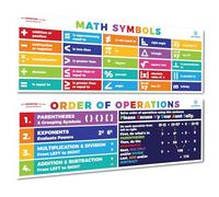 Sproutbrite PEMDAS - Pósteres de matemáticas, neutro, boho/brillante, multicolor, símbolos de orden de operaciones, decoración de aula para profesores, pancartas, tablón de anuncios y decoración de