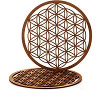 Spruchreif | Flor de la vida de madera en un juego de 2 unidades (17 cm de diámetro) | Decoración de pared | Decoración de pared de flores de vida | Símbolo espiritual | Regalos esoterciales