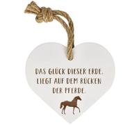 Spruchreif | Pequeño corazón vintage La felicidad de esta tierra... | Placa de madera con grabado y cordón | Idea de regalo para amantes de los caballos | Decoración Shabby Chic para colgar | 12,5 x