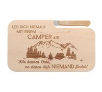 Spruchreif Tabla de madera para pan con cuchillo y grabado "Nunca te pongas con un campista". Idea de regalo perfecta para campistas y aficionados al aire libre