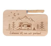 Spruchreif | Tabla de pan con cuchillo | Tabla de cortar con grabado | Tabla de desayuno con cuchillo | Regalos para campistas | Camping | Caravana