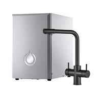 SPRUDELUX NUOVO - Sistema de ósmosis inversa premium con burbuja y refrigeración, aireador de agua profesional + grifo de acero inoxidable de 5 vías, alto contenido de burbujas, color negro, sin