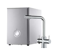 SPRUDELUX NUOVO - Sistema de ósmosis inversa premium con burbuja y refrigeración, aireador de agua profesional + grifo de 5 vías de acero inoxidable | alto contenido de burbujas, cromo, con botella de