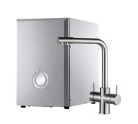 SPRUDELUX NUOVO - Sistema de ósmosis inversa premium con burbuja y refrigeración, aireador de agua profesional + grifo de 5 vías de acero inoxidable, alto contenido de burbujas, acero inoxidable