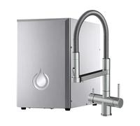 SPRUDELUX NUOVO - Sistema de ósmosis inversa premium con burbuja y refrigeración, pulverizador de agua profesional + grifo de 5 vías de acero inoxidable, alto contenido de burbujas, acero inoxidable