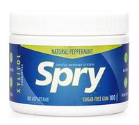 Spry Fresh Chicle Natural con Xilitol Sistema de Defensa Dental sin Aspartamo sin Azúcar sin OGM sin Gluten (Peppermint, 100 Count - Pack of 1)