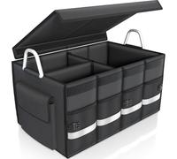 spshi Organizador de Maletero para BMW 5 Series 1972-2025 E12 E28 E34 E39 E60 F10 G30, Caja de Almacenaje Plegable, Base Antideslizante con Velcro, Compartimentos Ajustables, Gran Capacidad de Carga