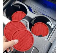 spshi Posavasos para Coche para BMW M6 1983-2010 E24 E63 F12, Set de 2 Alfombrillas de Silicona Gruesa con Diseño de Panal, Antideslizante y Antivibración, Accesorios de Interior,D-Red