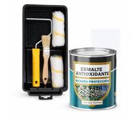SPSIL Esmalte Antioxidante Blanco Brillo 750ml + Kit Pintura 5 Piezas, Secado Rápido Aplicación Directa Sobre Óxido, Interior Exterior para Metal y Madera
