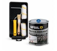 SPSIL Esmalte Antioxidante Disolvente Azul Luminoso 750ml + Kit Pintura 5 Piezas (2 Rodillos, Varilla, Bandeja, Brocha) Secado Rápido Sin Imprimación para Madera Metal Interior Exterior