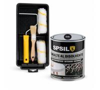 SPSIL Esmalte Antioxidante Disolvente Gris 750ml + Kit Pintura 5 Piezas (2 Rodillos, Varilla, Bandeja, Brocha) Secado Rápido Sin Imprimación para Madera Metal Interior Exterior