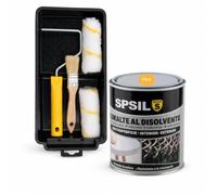 SPSIL Esmalte Antioxidante Disolvente Oro 750ml + Kit Pintura 5 Piezas (2 Rodillos, Varilla, Bandeja, Brocha) Secado Rápido Sin Imprimación para Madera Metal Interior Exterior