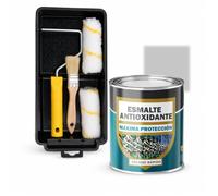 SPSIL Esmalte Antioxidante Plata 750ml + Kit Pintura 5 Piezas, Secado Rápido Aplicación Directa Sobre Óxido, Interior Exterior para Metal y Madera