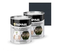 SPSIL Esmalte Sintético al Disolvente Antioxidante Gris Oscuro 750ml X2, Directo sobre Óxido sin Imprimación - Secado Rápido para Madera y Metal - Interior y Exterior - Alto Rendimiento 8m²/L