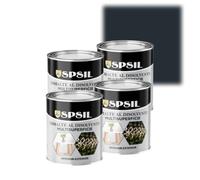 SPSIL Esmalte Sintético al Disolvente Antioxidante Gris Oscuro 750ml X4, Directo sobre Óxido sin Imprimación - Secado Rápido para Madera y Metal - Interior y Exterior - Alto Rendimiento 8m²/L