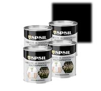 SPSIL Esmalte Sintético al Disolvente Antioxidante Negro Mate 750ml X4, Directo sobre Óxido sin Imprimación - Secado Rápido para Madera y Metal - Interior y Exterior - Alto Rendimiento 8m²/L