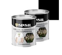 SPSIL Esmalte Sintético al Disolvente Antioxidante Negro Satinado 750ml X2, Directo sobre Óxido sin Imprimación - Secado Rápido para Madera y Metal - Interior y Exterior - Alto Rendimiento 8m²/L