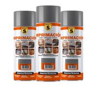 SPSIL Imprimación Universal Spray Gris 400ml (pack of 3),Imprimante Multisuperficie para Plástico,Cerámica,Metal,Vidrio y Madera,Fijación Intensa,Preparación Profesional para Pintado