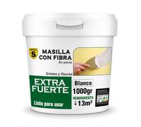 SPSIL Masilla Reparadora con Fibra de Vidrio 1KG Blanco - Para Grietas, Juntas y Abolladuras - Uso Interior/Exterior - Compatible con Yeso, Madera y Metal - Secado en 2h