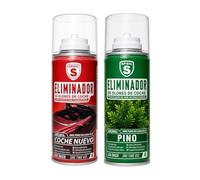 SPSIL Pack Desodorante Coche 2x150ml - Fragancia Coche Nuevo + Pino, Antibacterial Elimina Olores Tabaco Mascotas Comida,Aplicación 10 Min