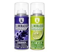 SPSIL Pack Desodorante Coche 2x150ml - Fragancia Lavanda + Limón, Antibacterial Elimina Olores Tabaco Mascotas Comida,Aplicación 10 Min