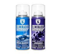 SPSIL Pack Desodorante Coche 2x150ml - Fragancia Marin Lavanda, Antibacterial Elimina Olores Tabaco Mascotas Comida,Aplicación 10 Min