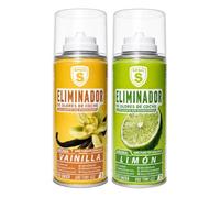 SPSIL Pack Desodorante Coche 2x150ml - Fragancia Vainilla + Limón, Antibacterial Elimina Olores Tabaco Mascotas Comida,Aplicación 10 Min