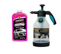 SPSIL Pack Lavado de Coche-Champú Concentrado pH Neutro con Espuma Activa Floral Suave 1000ml + Pulverizador de Espuma 2L,Kit Completo para Limpieza Profesional en Coches y Motos