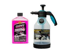 SPSIL Pack Lavado de Coche-Champú Concentrado pH Neutro con Espuma Activa Frescura Marina 1000ml + Pulverizador de Espuma 2L,Kit Completo para Limpieza Profesional en Coches y Motos
