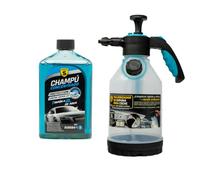 SPSIL Pack Lavado de Coche-Champú Concentrado pH Neutro con Espuma Activa Frescura Marina 500ml + Pulverizador de Espuma 2L,Kit Completo para Limpieza Profesional en Coches y Motos