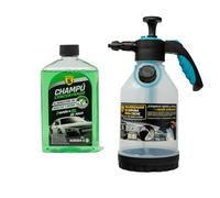SPSIL Pack Lavado de Coche-Champú Concentrado pH Neutro con Espuma Activa Notas De Hierbas 500ml + Pulverizador de Espuma 2L,Kit Completo para Limpieza Profesional en Coches y Motos