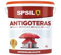 SPSIL Pintura Antigoteras Impermeabilizante Rojo - Repele Activamente el Agua, Previene de Goteras y Filtraciones- Para Tejados, Azoteas, Fachadas, Terrazas (4 L)