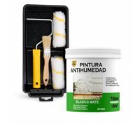 SPSIL Pintura Antihumedad Blanco Mate 750ml + Kit Pintura 5 Piezas, Cubre Manchas Humedad y Moho para Paredes Techos Baño Cocina Secado Rápido