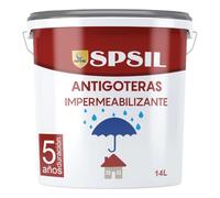 SPSIL Pintura Impermeabilizante Antigoteras Gris 14 L - Pintura Epoxica para Suelos y Antihumedad para Interiores - Ideal para Terrazas, Azoteas, Fachadas