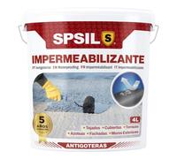 SPSIL Pintura Impermeabilizante Blanca 4L-Sellador Antifiltraciones y Antihumedad para Tejados, Terrazas, Cubiertas y Fachadas-Secado Rápido 1-2 h-Protección Impermeable hasta 5 Años