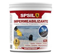 SPSIL Pintura Impermeabilizante Blanca 750 ml-Sellador Antihumedad y Antifiltraciones para Tejados, Terrazas, Cubiertas y Fachadas - Secado Rápido 1-2 h-Protección Exterior Duradera hasta 5 Años