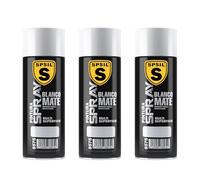 SPSIL Pintura Spray Mate Blanco Mate(pack of 3) 400ml, Secado Rápido Profesional, Aplicación Fácil en Metal Madera Plástico, Interior Exterior Ideal DIY Decoración Muebles Automóviles