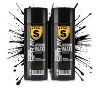 SPSIL Pintura Spray Mate Negro Mate(pack of 2) 400ml, Secado Rápido Profesional, Aplicación Fácil en Metal Madera Plástico, Interior Exterior Ideal DIY Decoración Muebles Automóviles