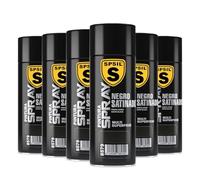 SPSIL Pintura Spray Mate Negro Satinado(pack of 6) 400ml, Secado Rápido Profesional, Aplicación Fácil en Metal Madera Plástico, Interior Exterior Ideal DIY Decoración Muebles Automóviles