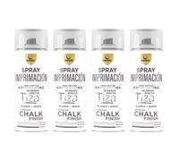 SPSIL Pro Chalk Paint Spray-Pintura en Spray Ultra Mate a la Tiza,Efecto Retro y Vintage para Muebles de Madera, Metal, Cerámica,Imprimación en Spray -Colores Imprimacion Tiza Blanco (4 Pcs) 400ml